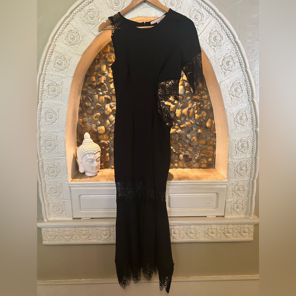 Anthropologie Hutch Asymmetrical Romantic Goth Lace Mix Slip Dress - Picture 6 of 15